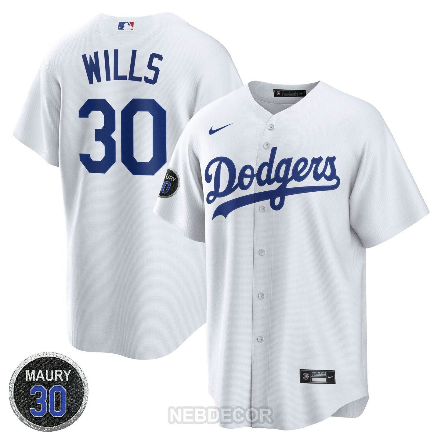 Camisa MLB Los Angeles Maury Wills Patch Jersey Collection