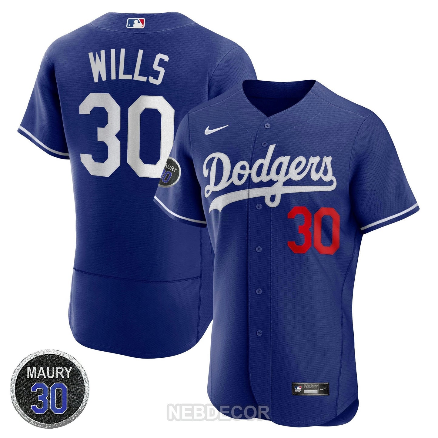 Camisa MLB Los Angeles Maury Wills Patch Jersey Collection