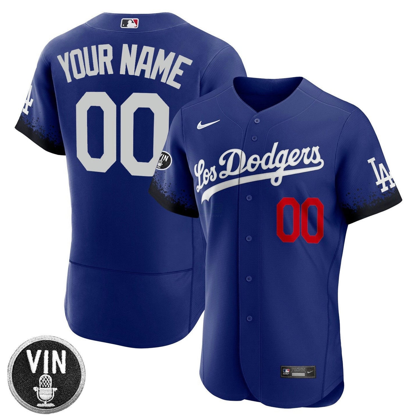 Camisa MLB Los Angeles Vin Scully Patch Custom Name & Number Flex Base Jersey Collection