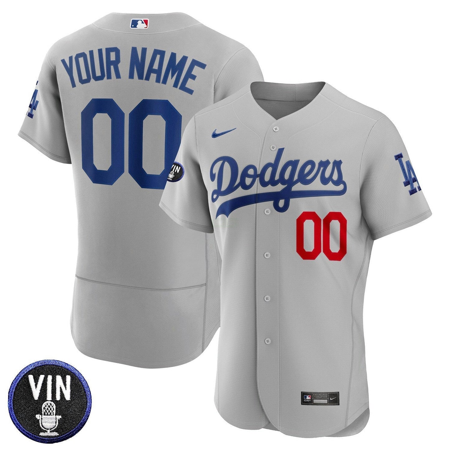 Camisa MLB Los Angeles Vin Scully Patch Custom Name & Number Flex Base Jersey Collection