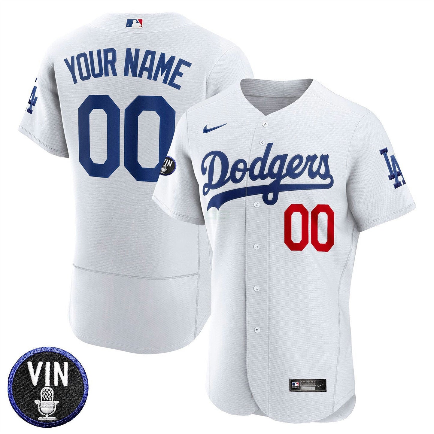 Camisa MLB Los Angeles Vin Scully Patch Custom Name & Number Flex Base Jersey Collection