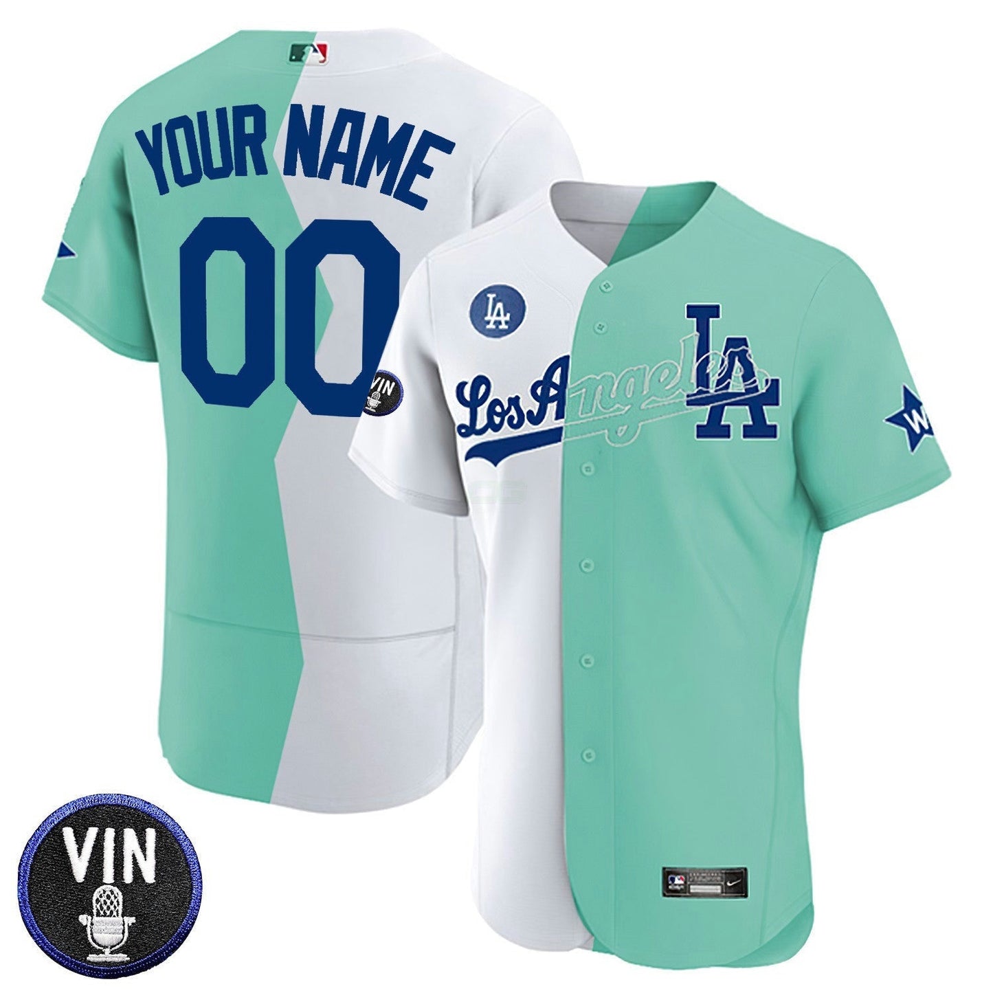 Camisa MLB Los Angeles Vin Scully Patch Custom Name & Number Flex Base Jersey Collection