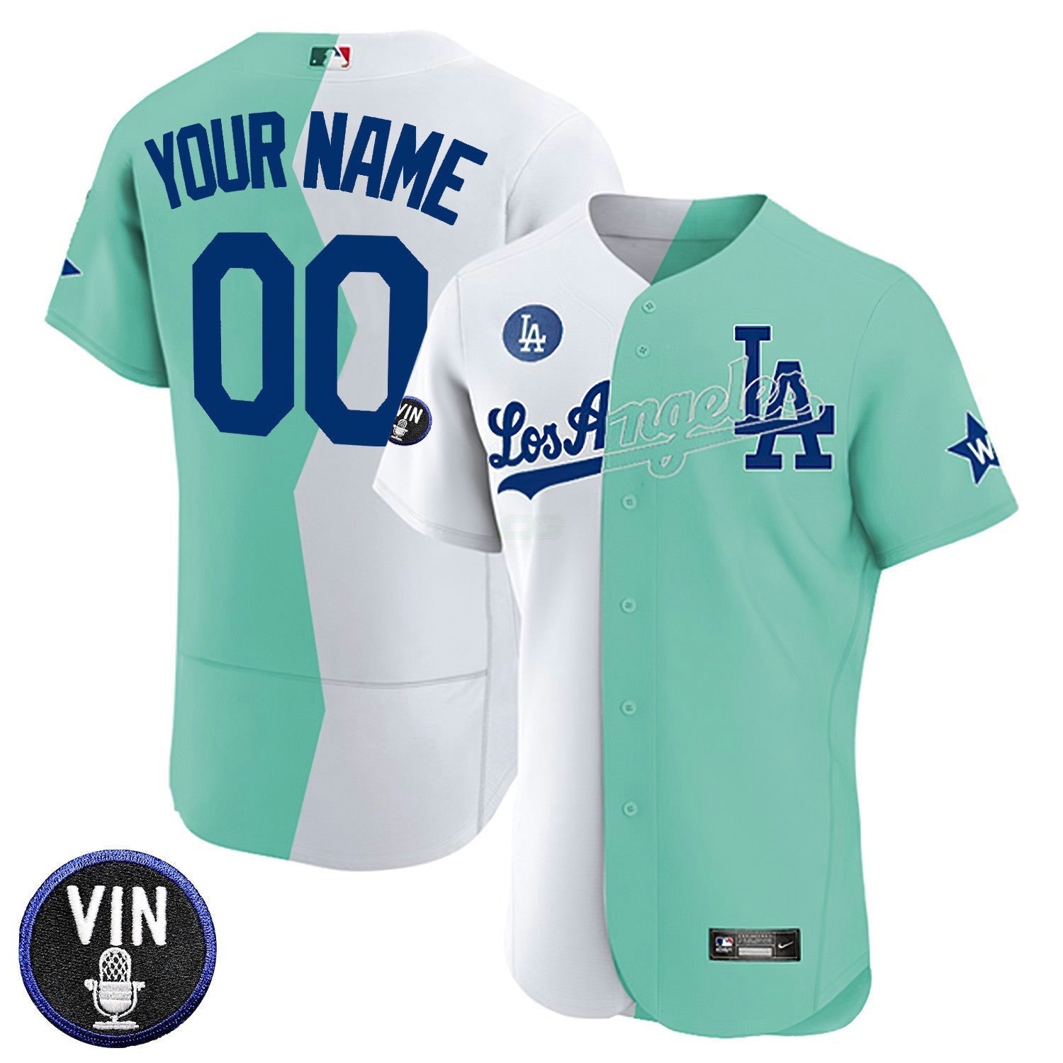 Camisa MLB Los Angeles Vin Scully Patch Custom Name & Number Flex Base Jersey Collection
