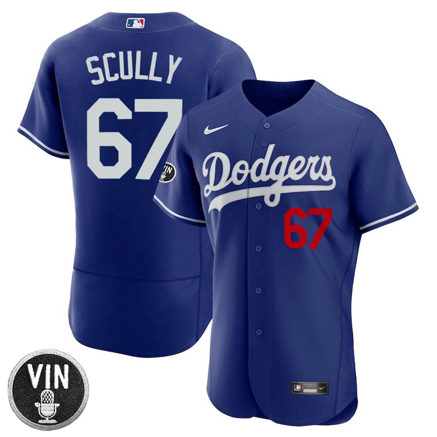 Camisa MLB Los Angeles Vin Scully Patch Flex Base Jersey Collection