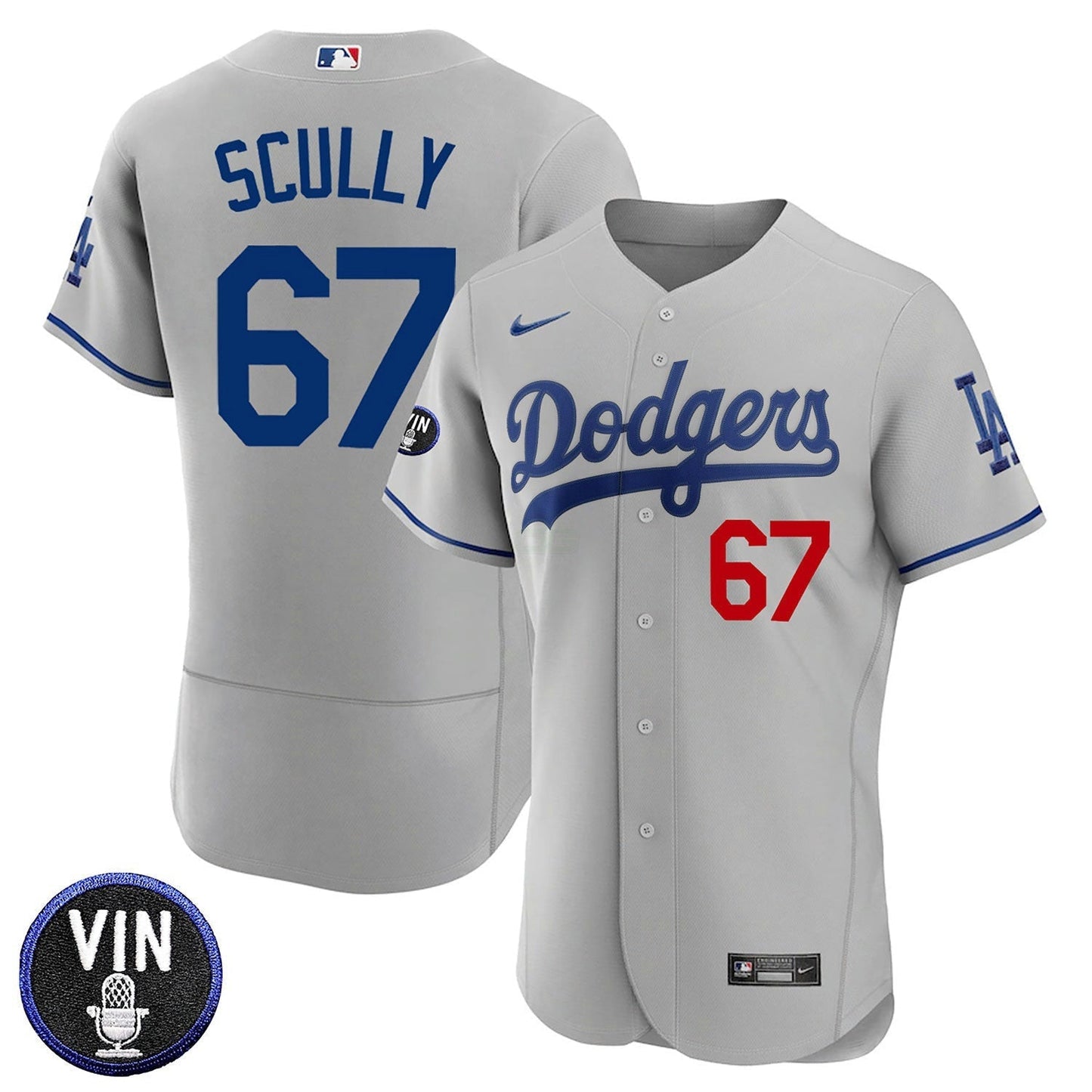 Camisa MLB Los Angeles Vin Scully Patch Flex Base Jersey Collection