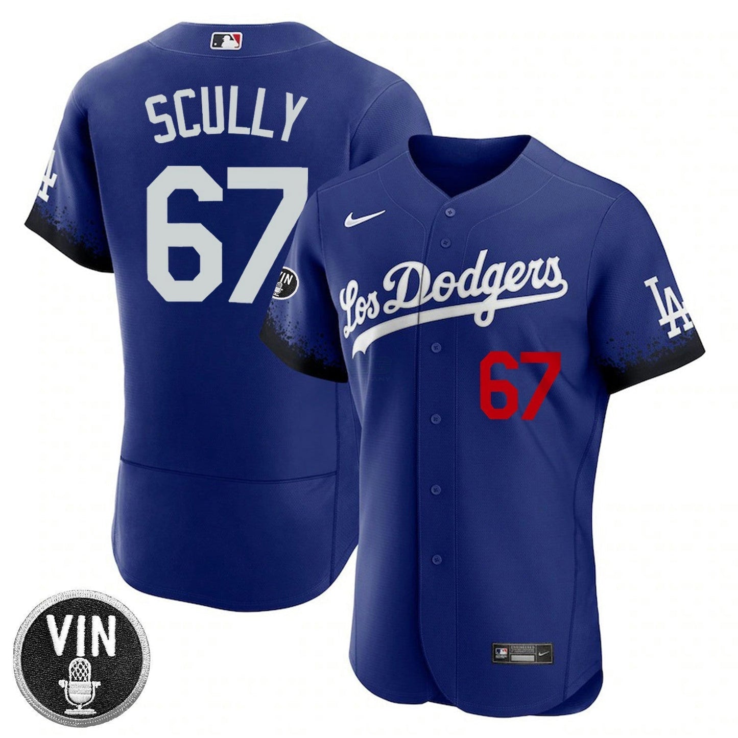 Camisa MLB Los Angeles Vin Scully Patch Flex Base Jersey Collection