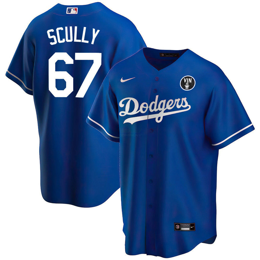 Camisa MLB Los Angeles Vin Scully Patch Jersey Collection