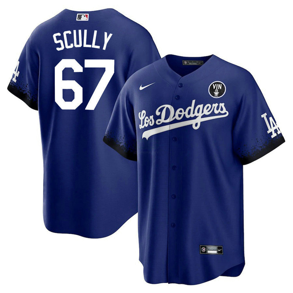 Camisa MLB Los Angeles Vin Scully Patch Jersey Collection