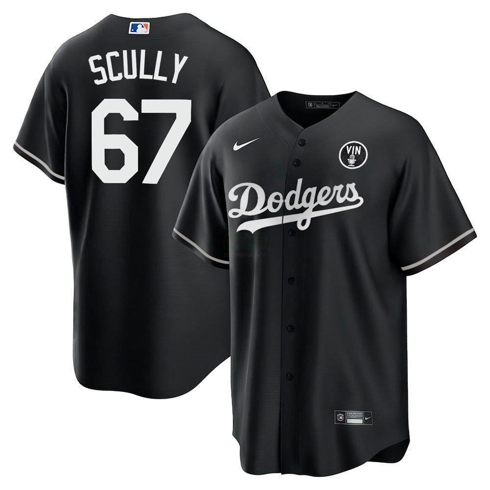 Camisa MLB Los Angeles Vin Scully Patch Jersey Collection