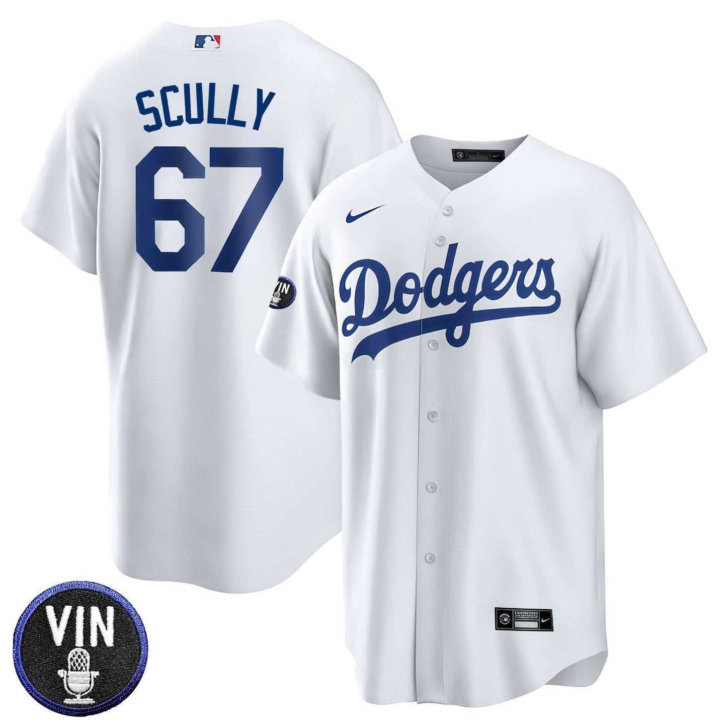 Camisa MLB Los Angeles Vin Scully Patch Jersey Collection – Stitched