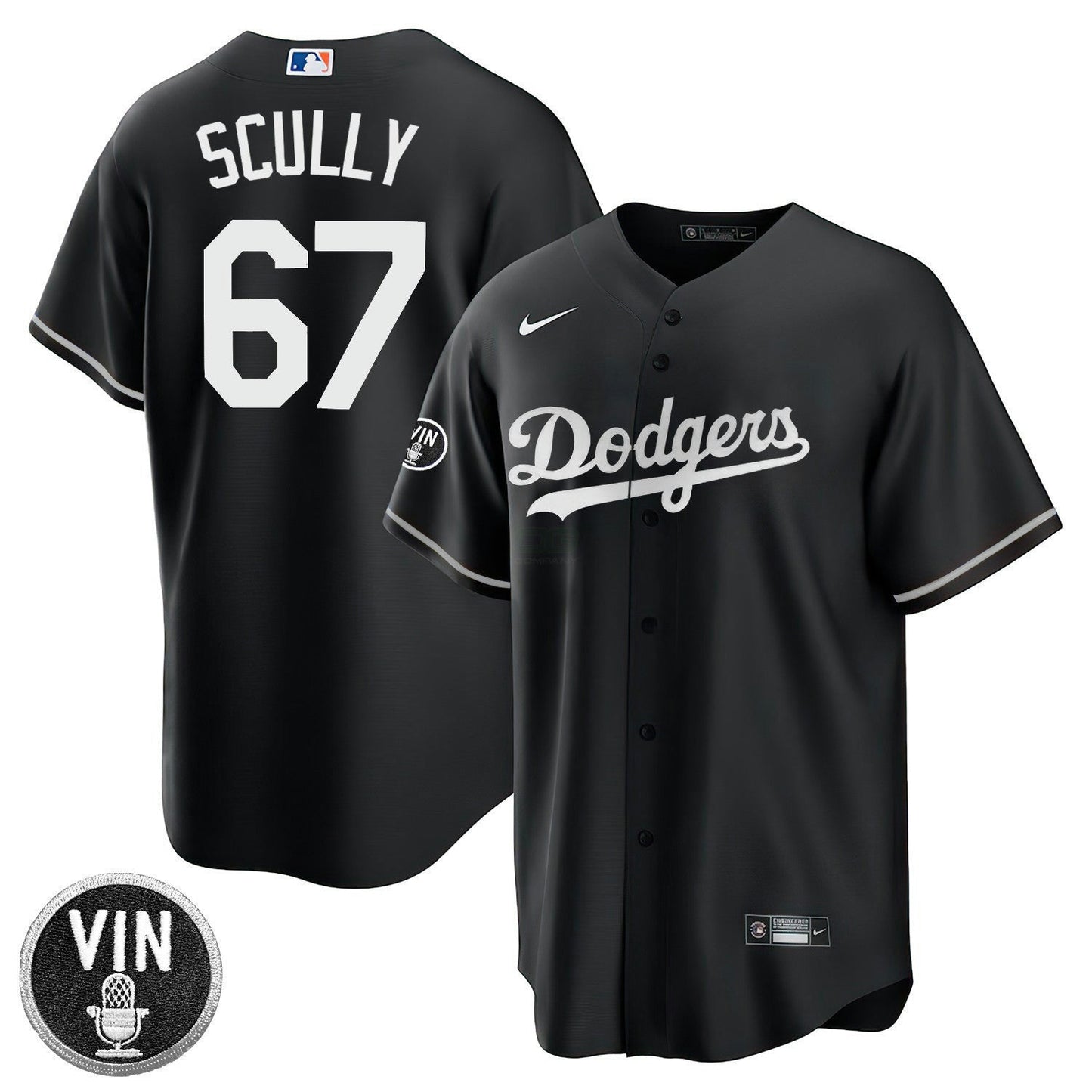 Camisa MLB Los Angeles Vin Scully Patch Jersey Collection – Stitched