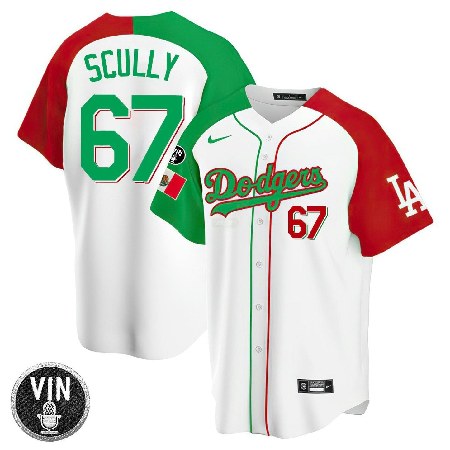 Camisa MLB Los Angeles Vin Scully Patch Mexico Jersey Collection