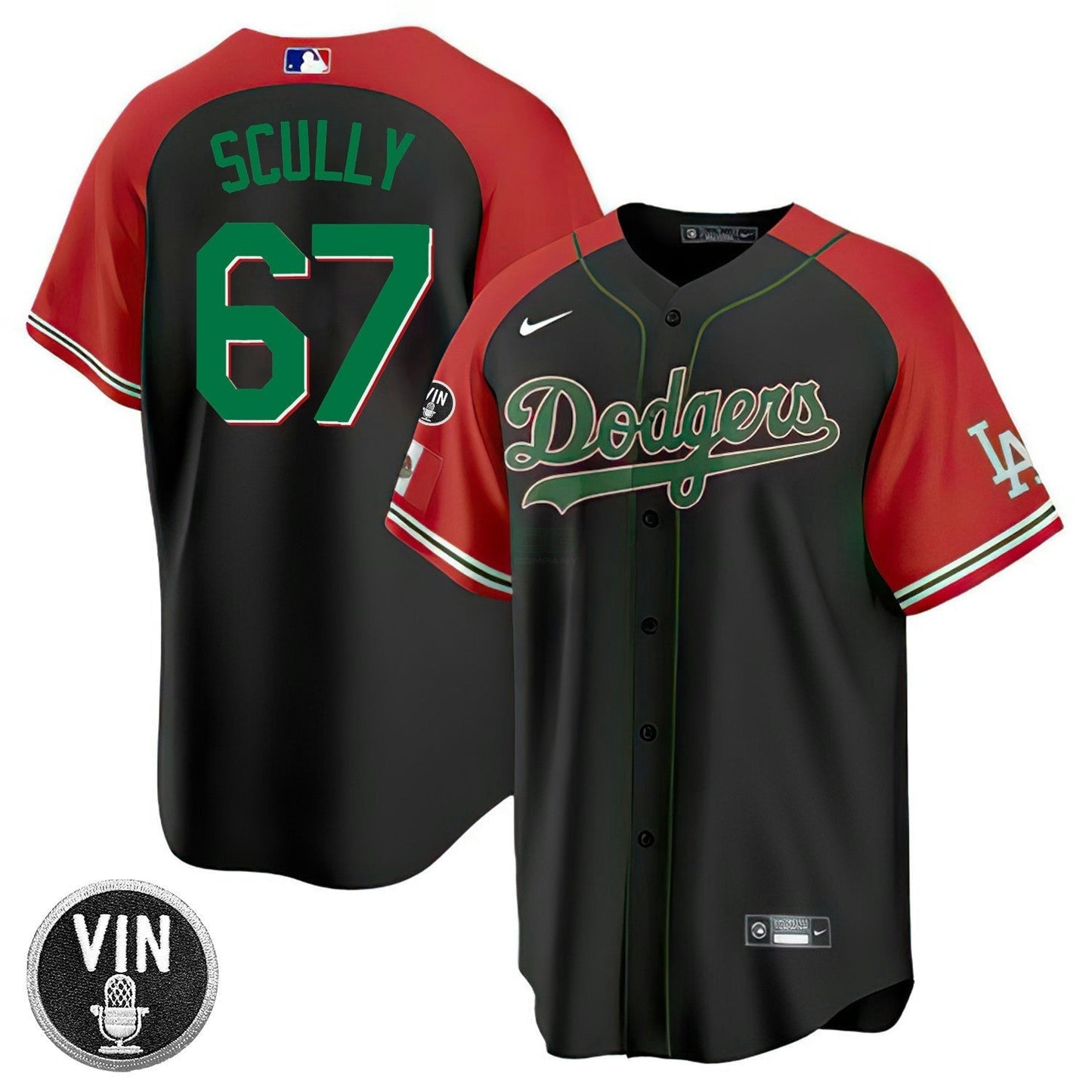 Camisa MLB Los Angeles Vin Scully Patch Mexico Jersey Collection