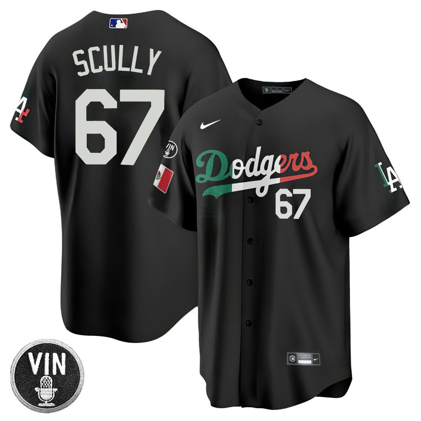 Camisa MLB Los Angeles Vin Scully Patch Mexico Jersey Collection