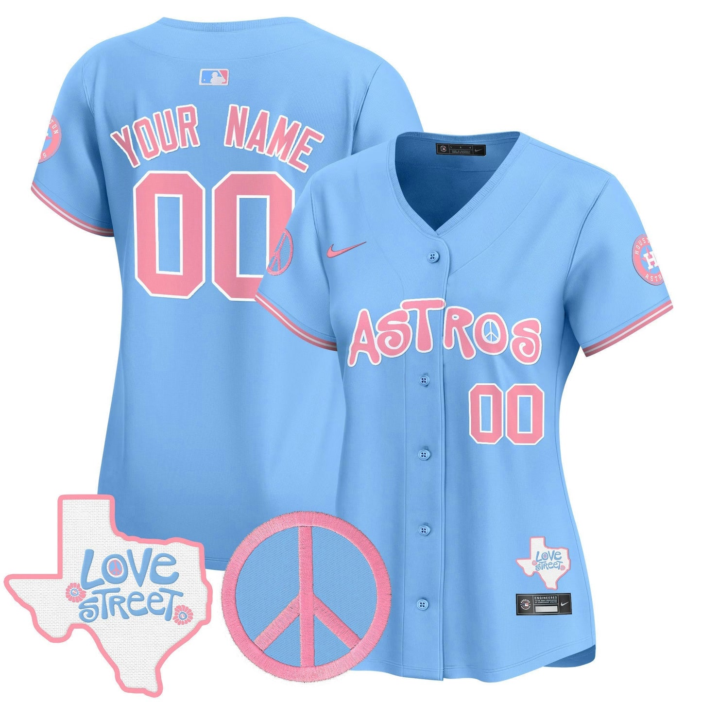 Camisa MLB Love Street & Peace Sign Patch Bubblegum Pink Vapor Premier Limited Jersey