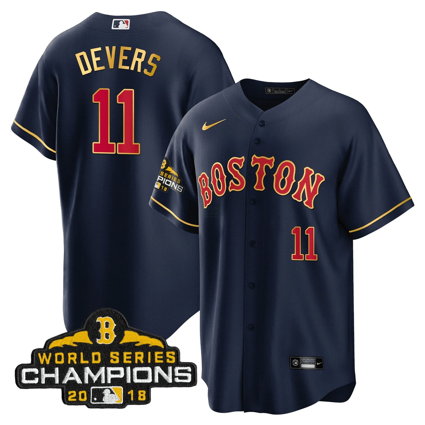 Camisa MLB Men Boston World Series Champion 2018 Dourada Jersey