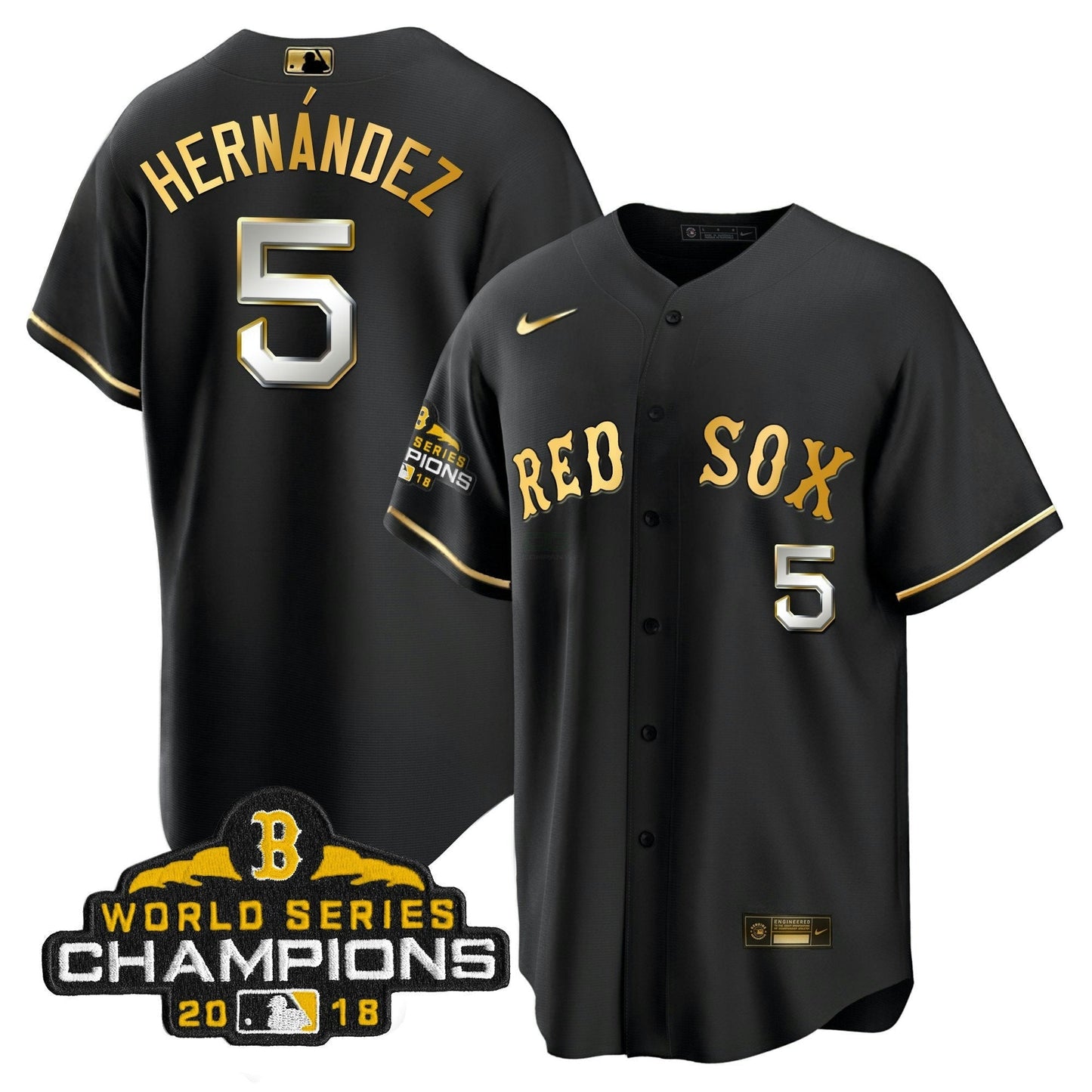 Camisa MLB Men Boston World Series Champion 2018 Dourada Jersey