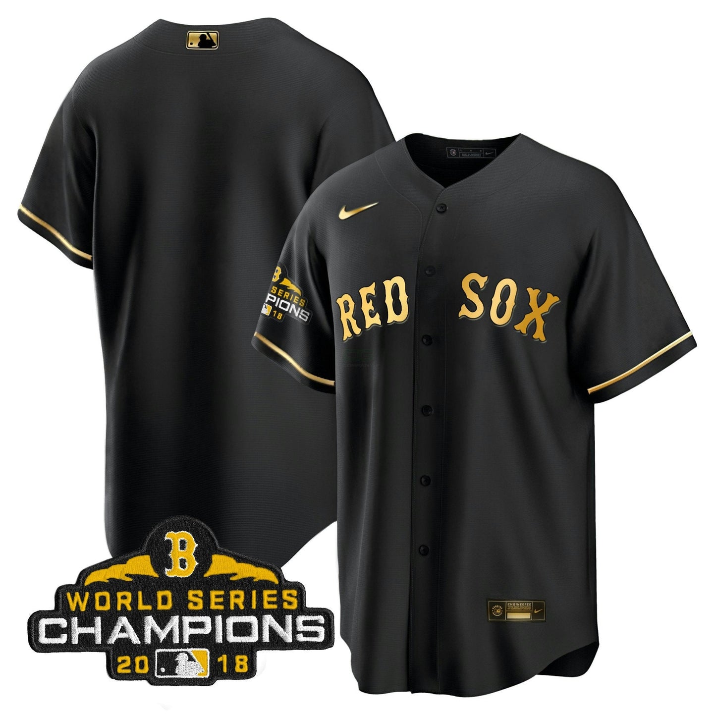 Camisa MLB Men Boston World Series Champion 2018 Dourada Jersey