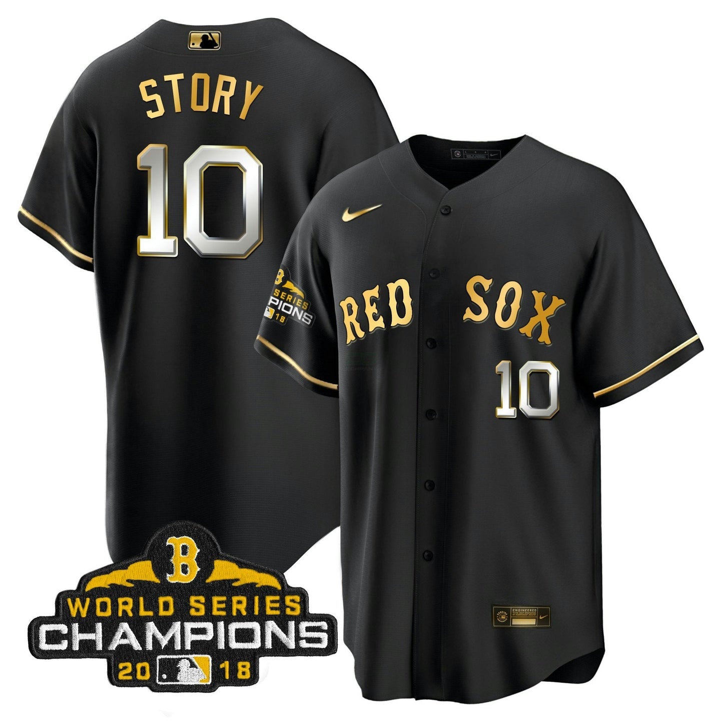 Camisa MLB Men Boston World Series Champion 2018 Dourada Jersey