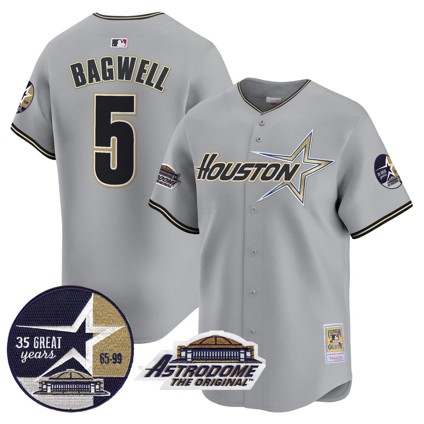 Camisa MLB Men’s 1999 Throwback 35th & Astrodome Patch Vapor Premier Limited Jersey V2