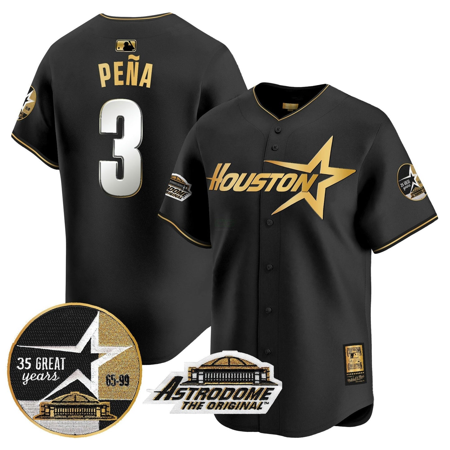 Camisa MLB Men’s 1999 Throwback 35th & Astrodome Patch Vapor Premier Limited Jersey V2