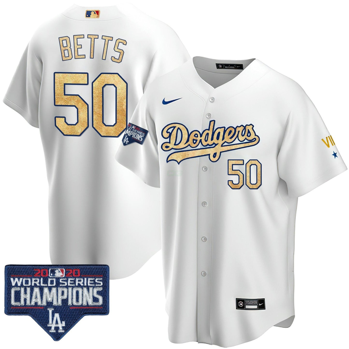 Camisa MLB Men’s 2020 World Series Champions Rush Dourada Jersey