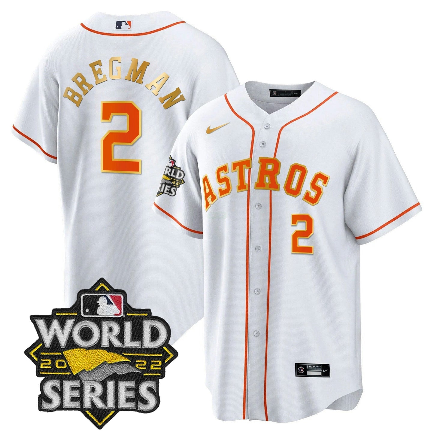 Camisa MLB Men’s 2022 World Series Dourada Trim Jersey