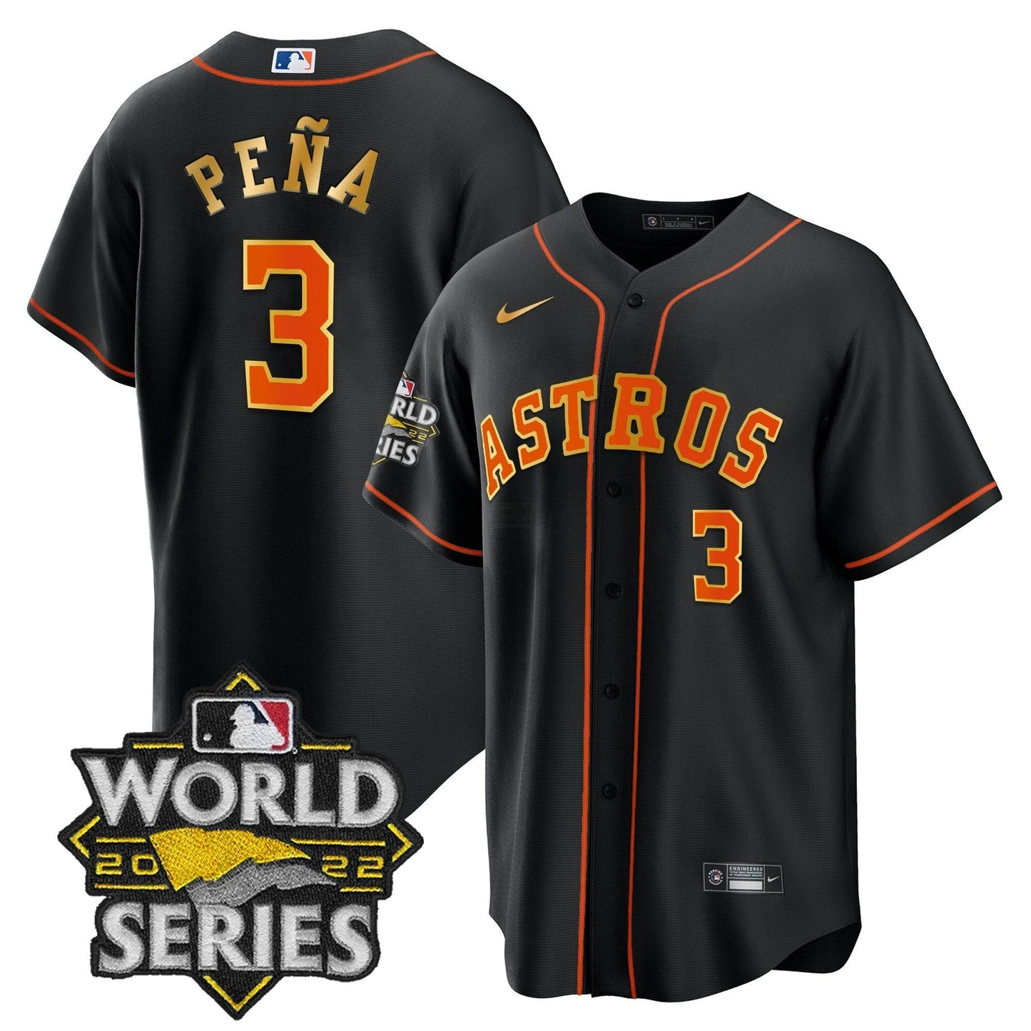 Camisa MLB Men’s 2022 World Series Dourada Trim Jersey
