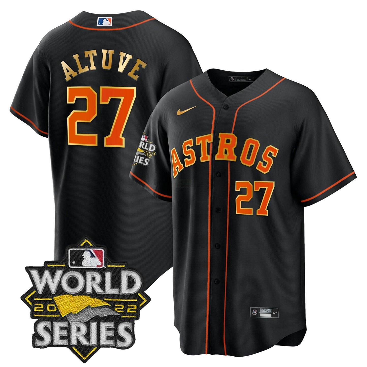 Camisa MLB Men’s 2022 World Series Dourada Trim Jersey