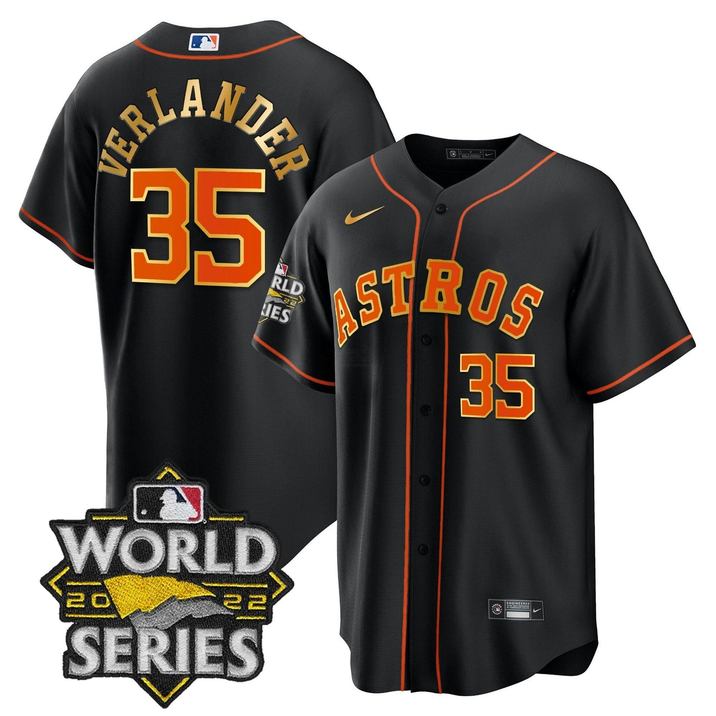 Camisa MLB Men’s 2022 World Series Dourada Trim Jersey