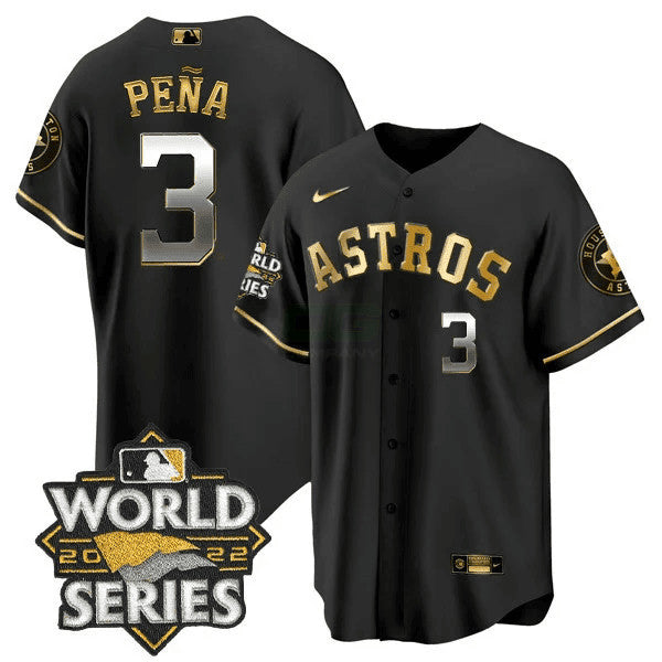 Camisa MLB Men’s 2022 World Series Dourada Trim Jersey