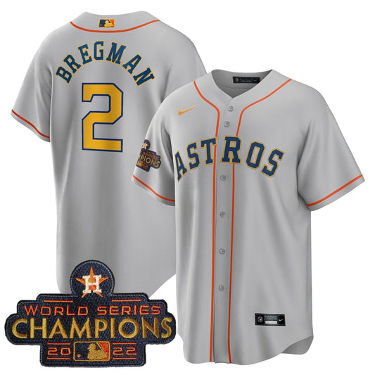 Camisa MLB Men’s 2023 Champions Cinza Dourada Jersey