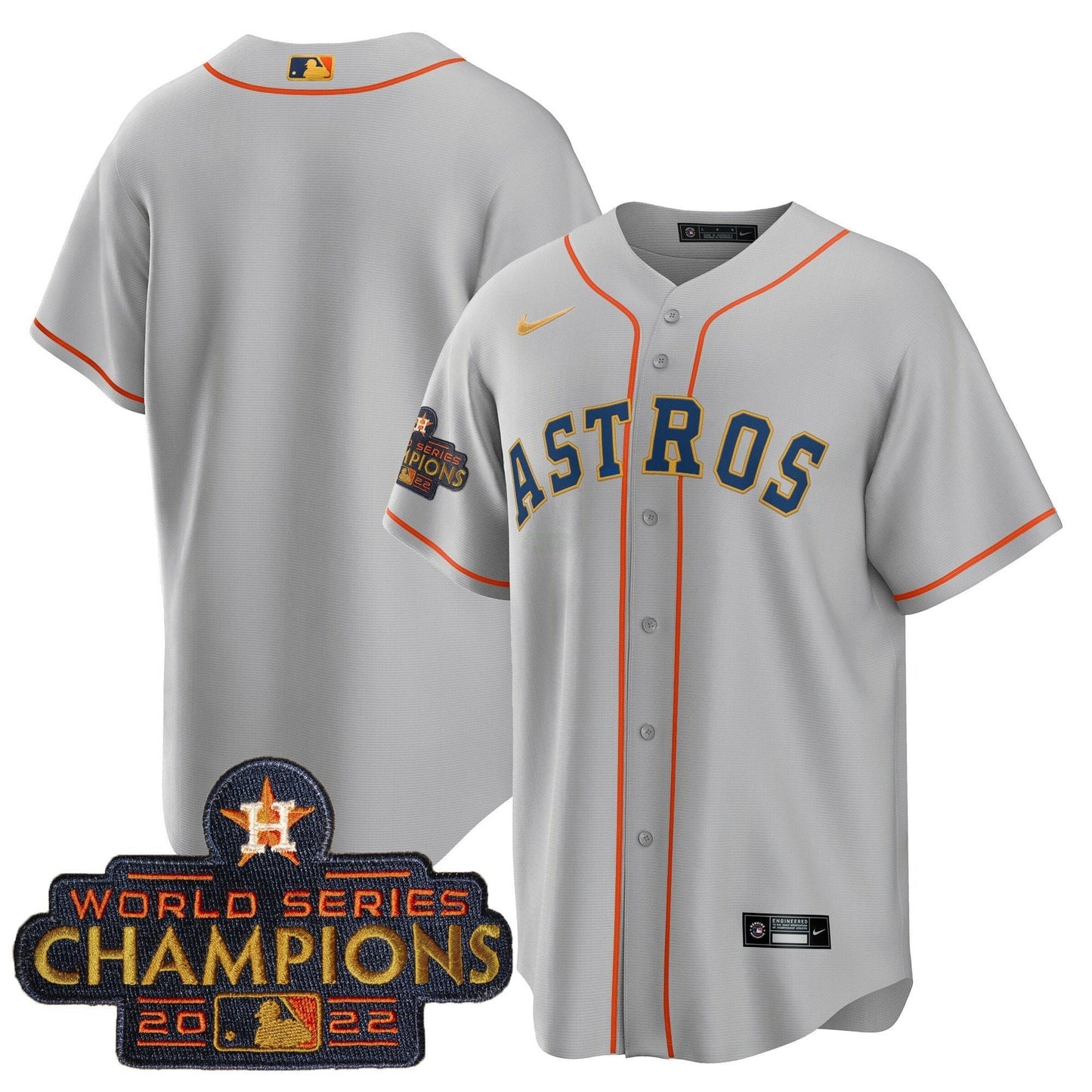 Camisa MLB Men’s 2023 Champions Cinza Dourada Jersey