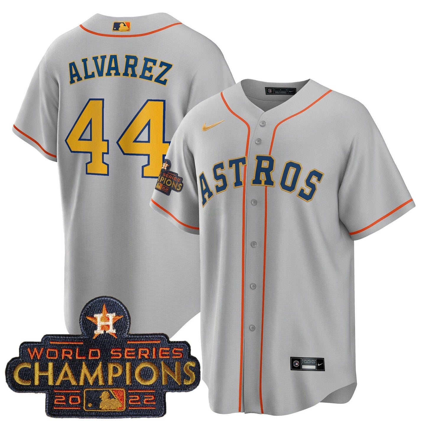 Camisa MLB Men’s 2023 Champions Cinza Dourada Jersey