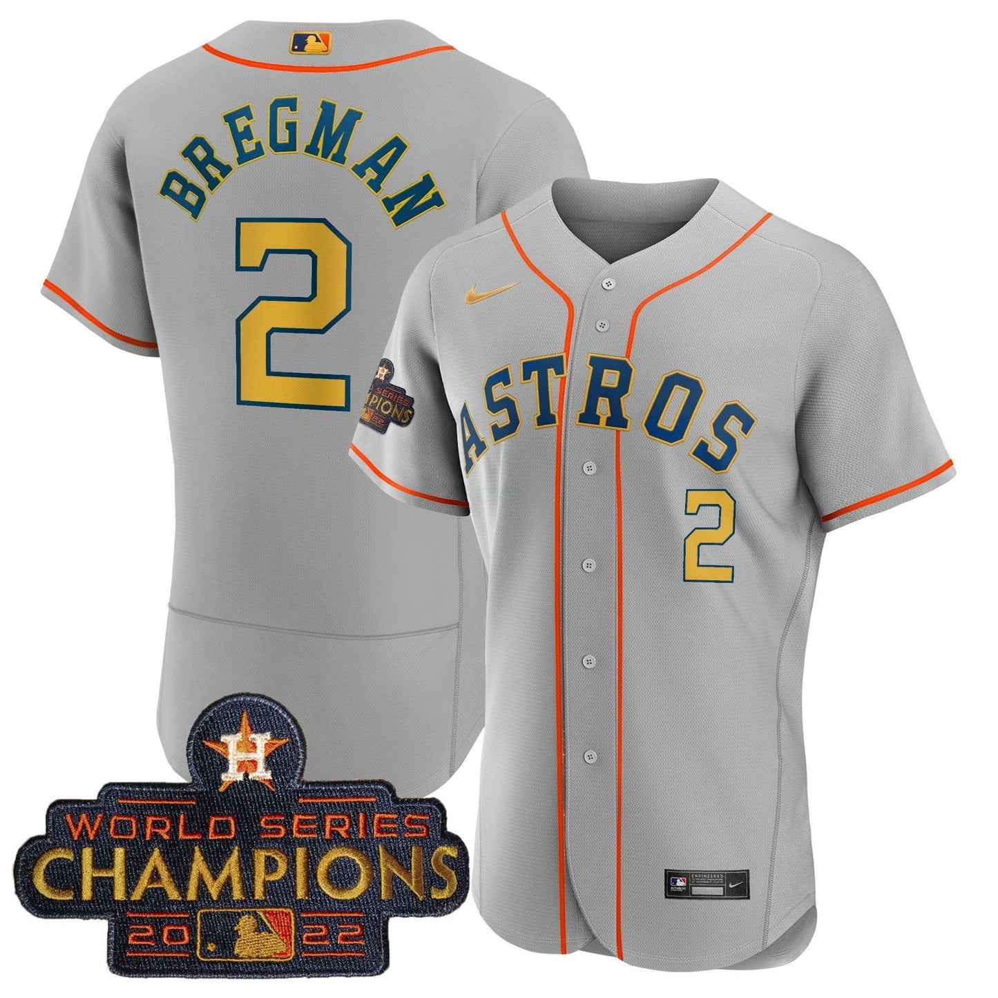 Camisa MLB Men’s 2023 Champions Cinza Dourada Jersey