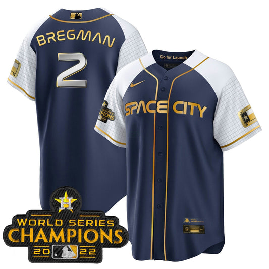 Camisa MLB Men’s 2023 Space City Champions Alternativa Azul Marinho Cool Jersey