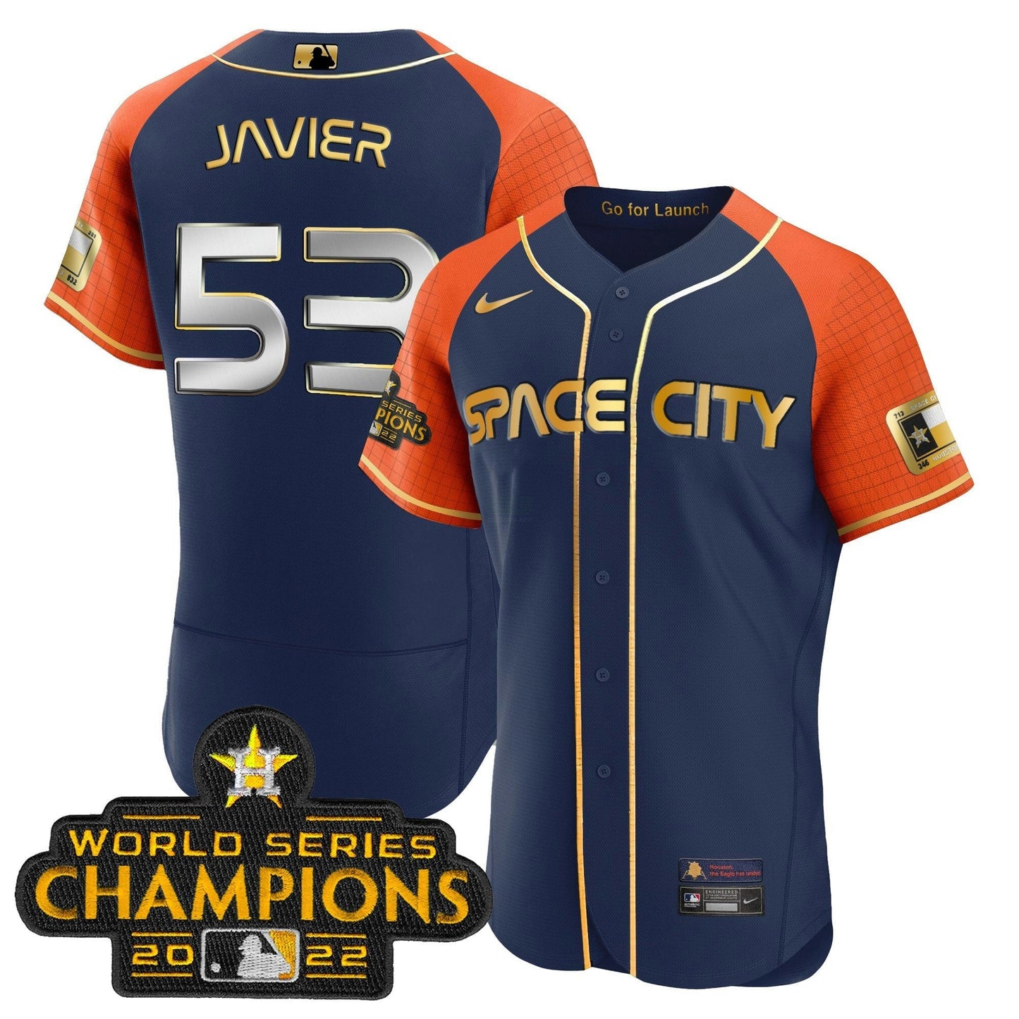 Camisa MLB Men’s 2023 Space City Champions Alternativa Azul Marinho Flex Jersey