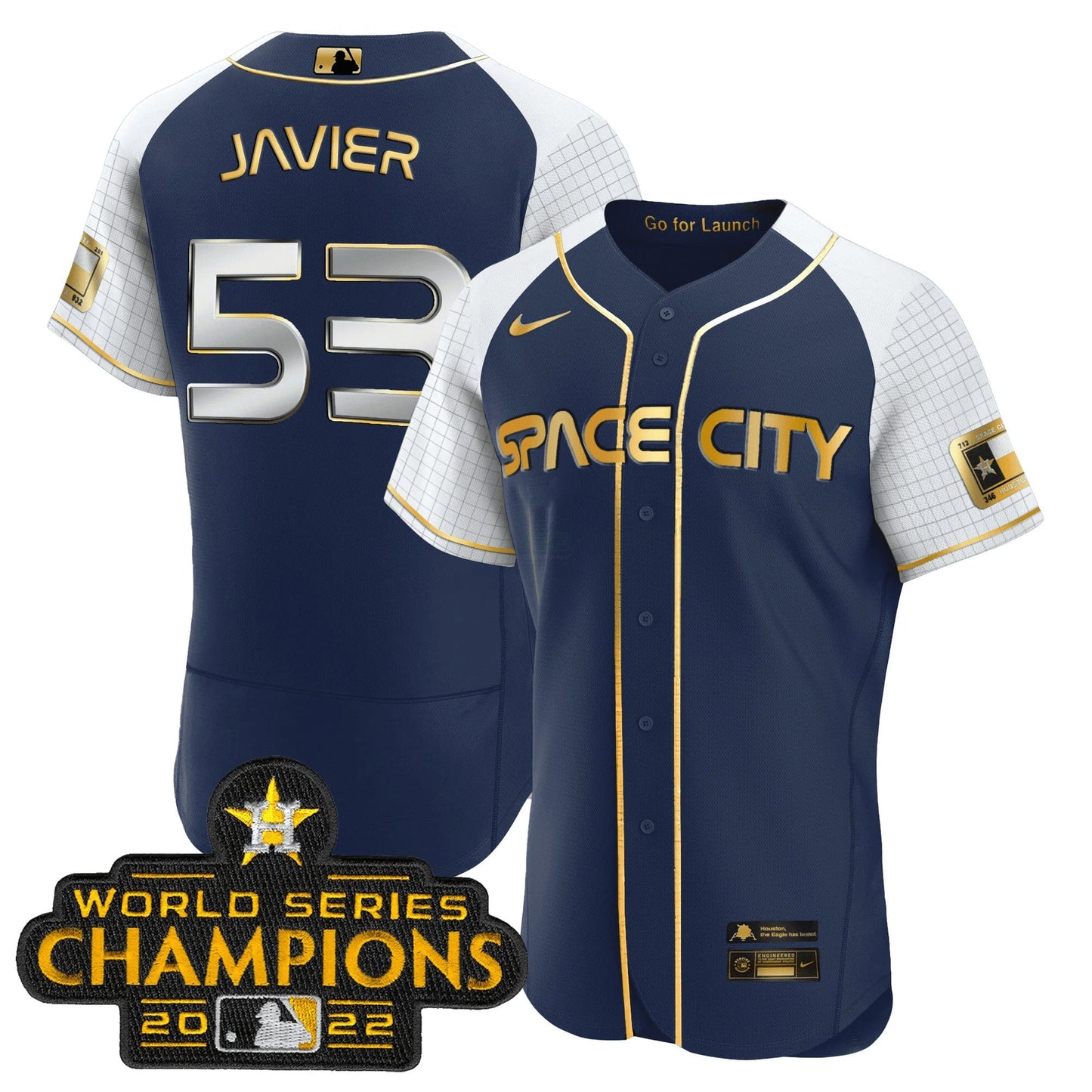 Camisa MLB Men’s 2023 Space City Champions Alternativa Azul Marinho Flex Jersey