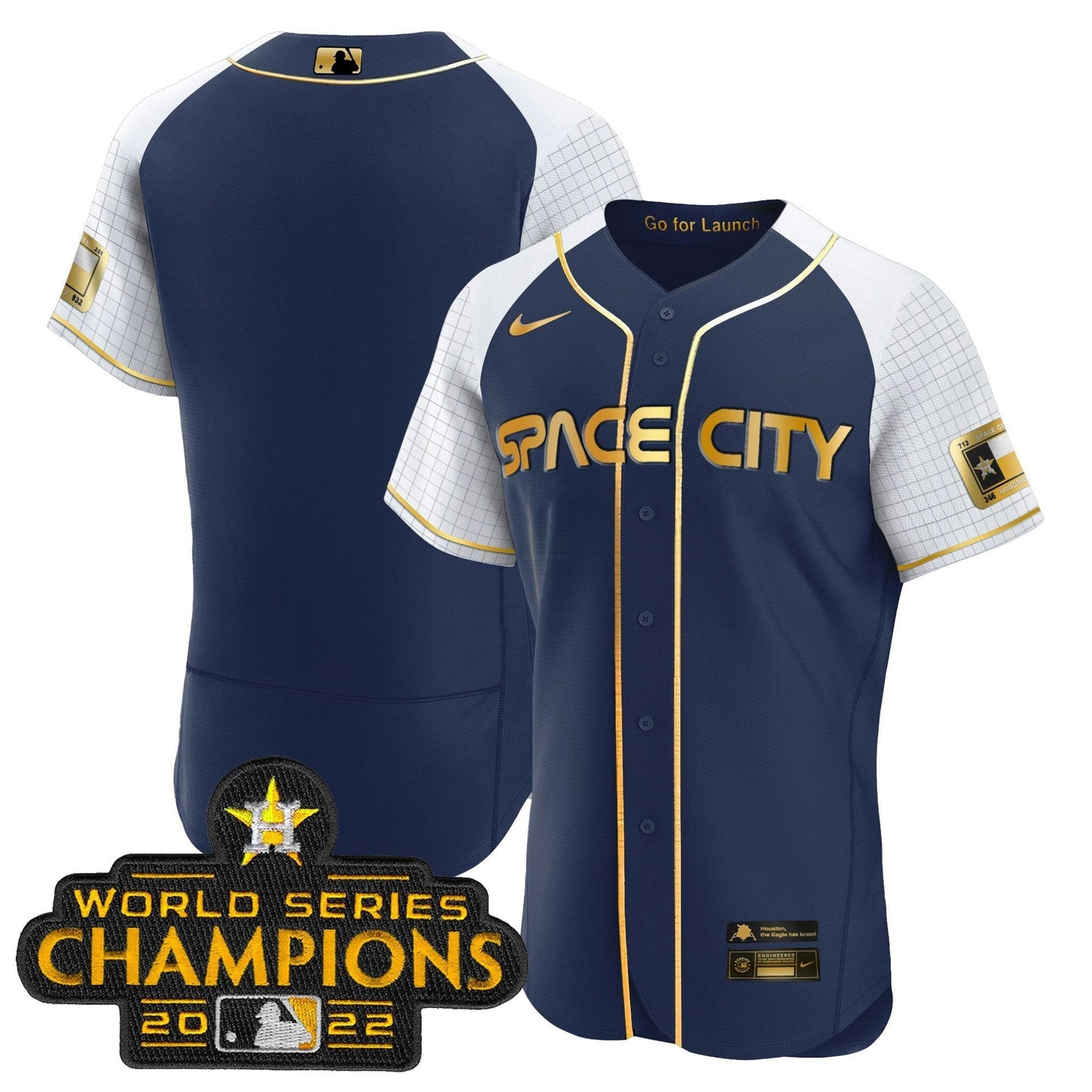 Camisa MLB Men’s 2023 Space City Champions Alternativa Azul Marinho Flex Jersey