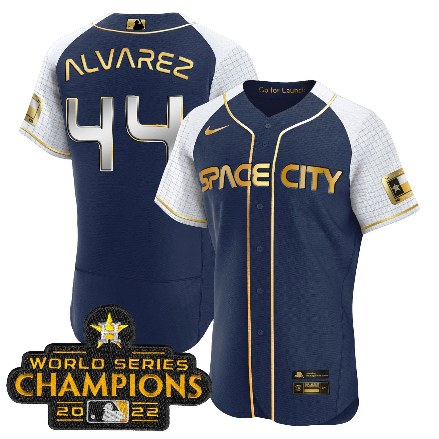 Camisa MLB Men’s 2023 Space City Champions Alternativa Azul Marinho Flex Jersey