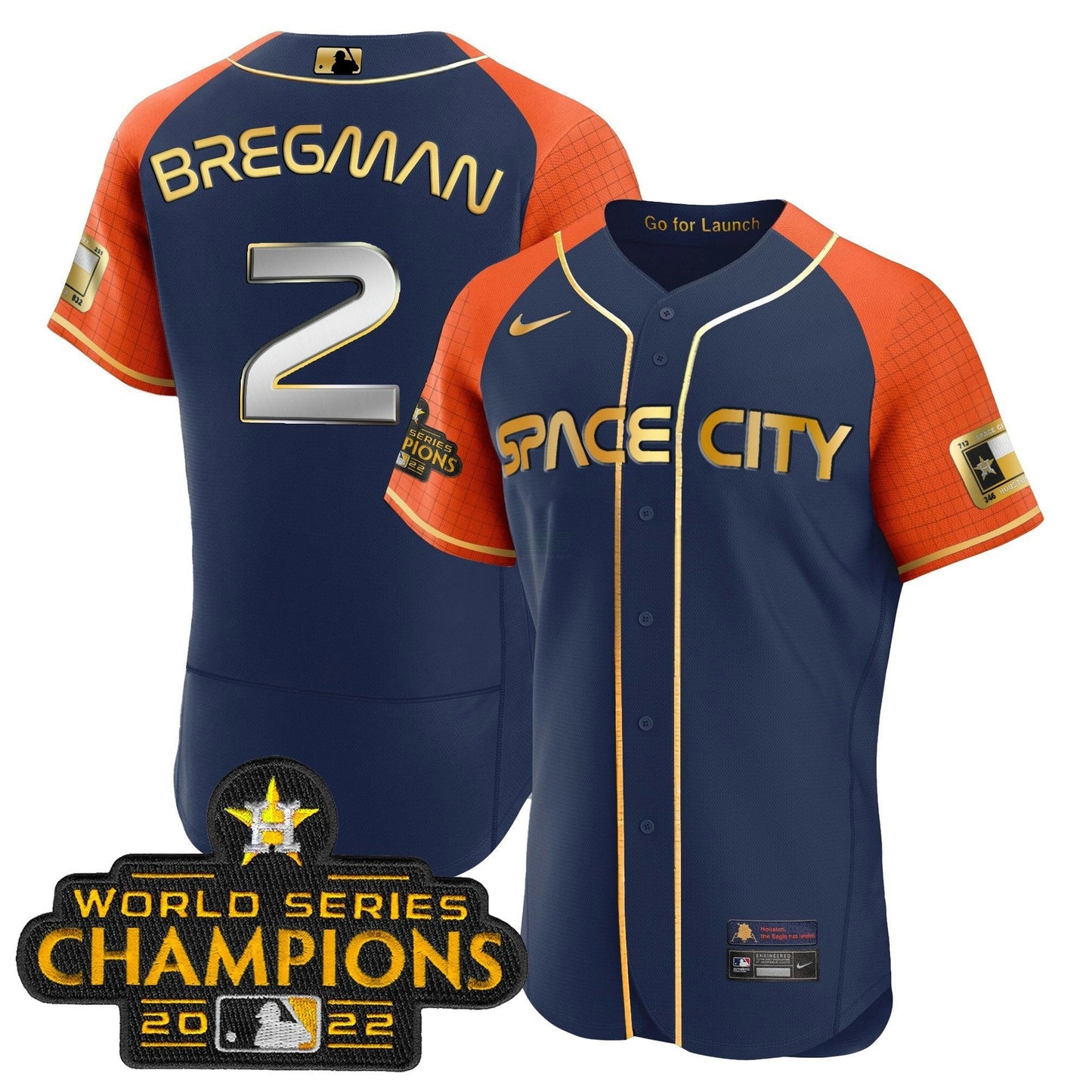 Camisa MLB Men’s 2023 Space City Champions Alternativa Azul Marinho Flex Jersey