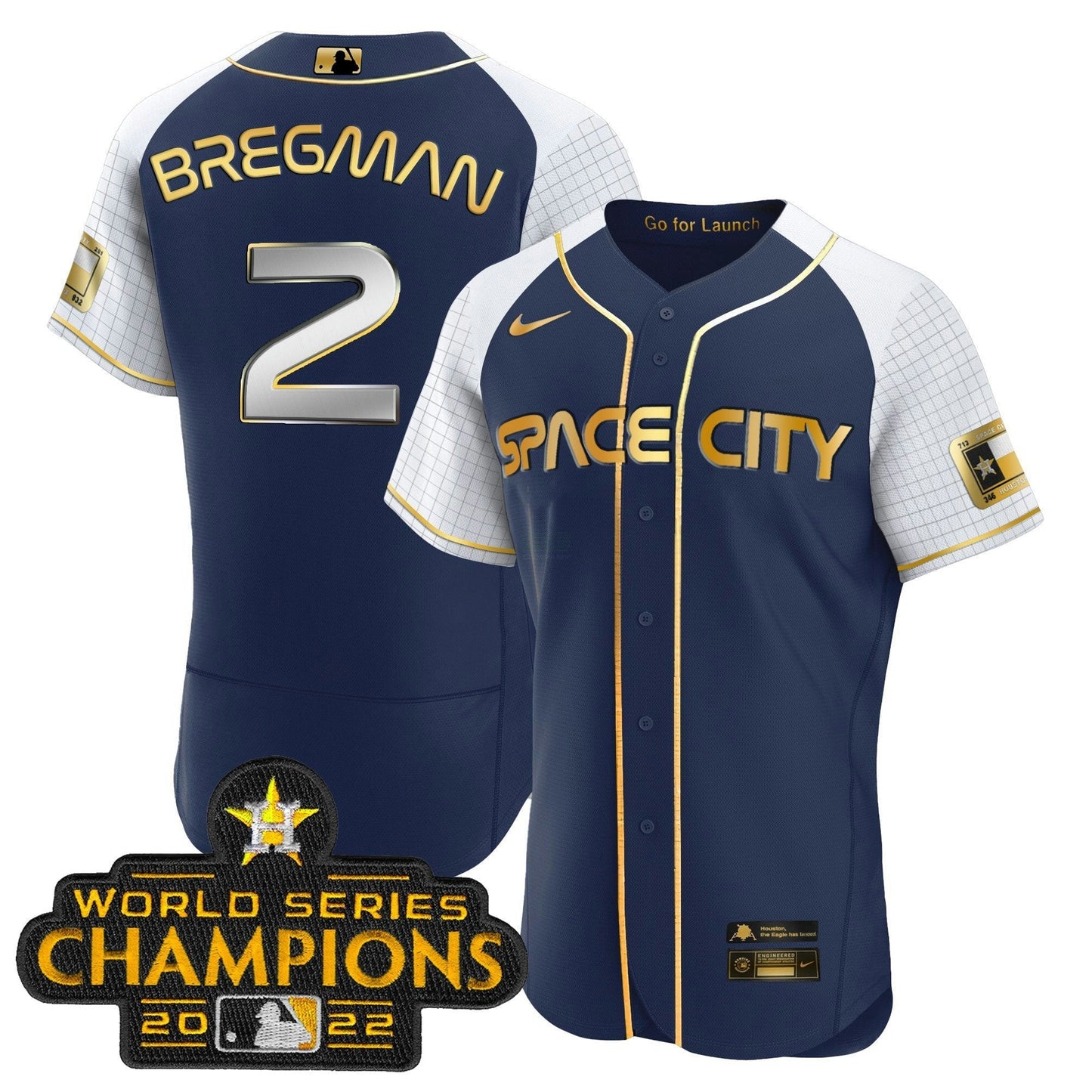 Camisa MLB Men’s 2023 Space City Champions Alternativa Azul Marinho Flex Jersey