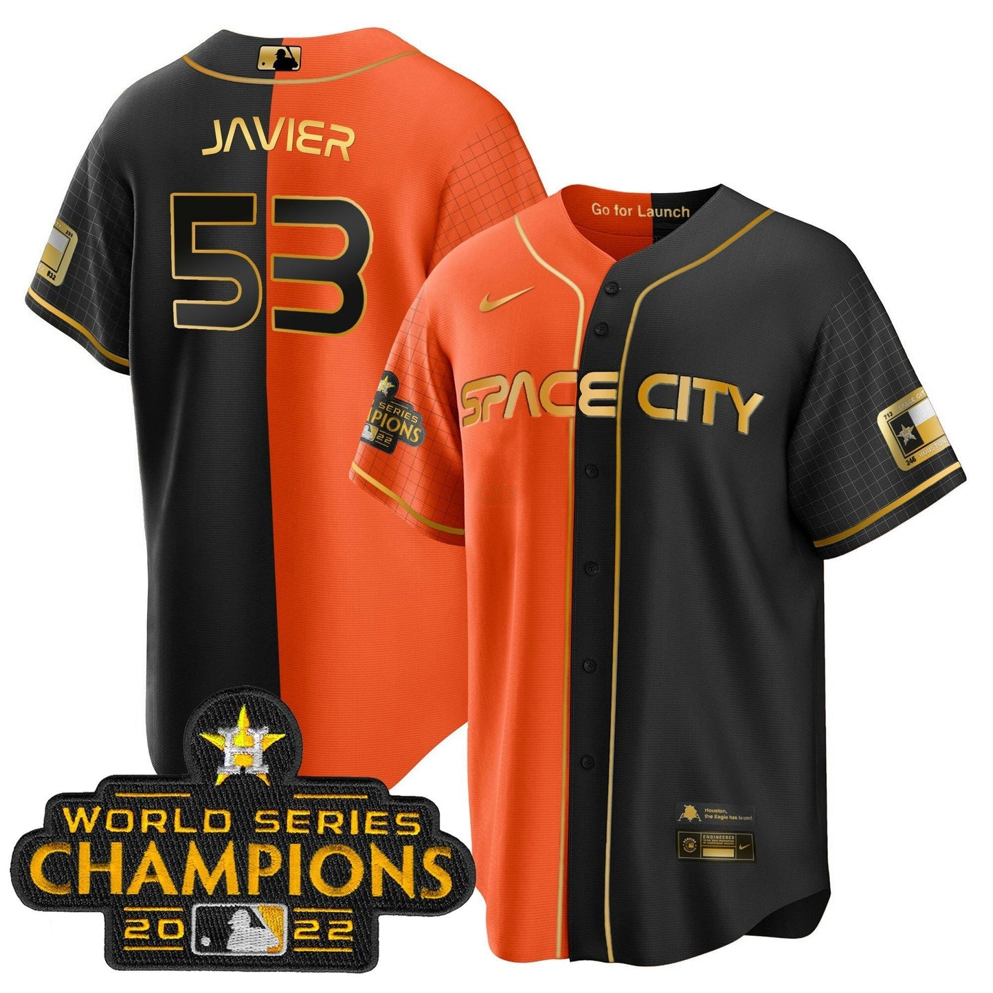 Camisa MLB Men’s 2023 Space City Champions Dourada Split Jersey