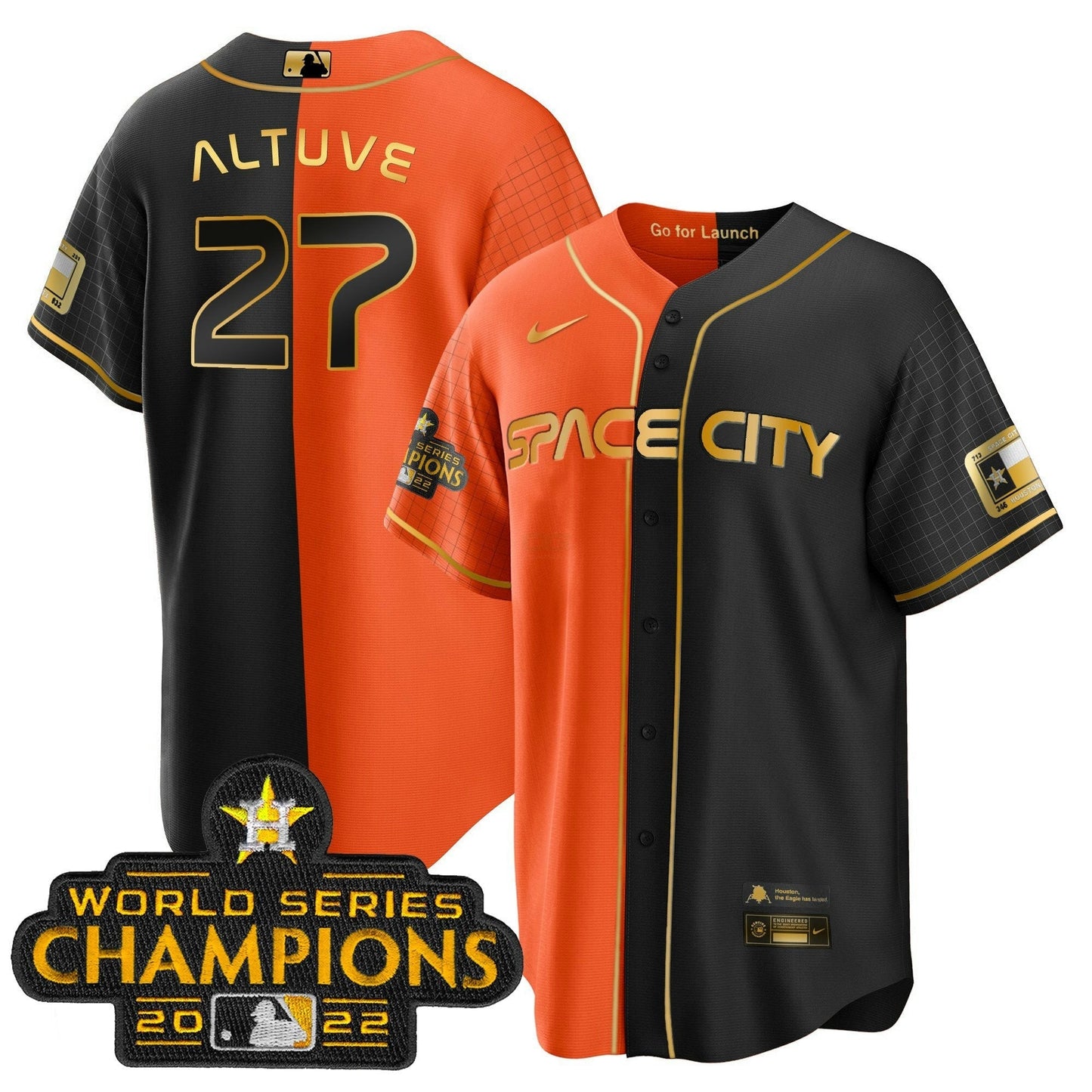 Camisa MLB Men’s 2023 Space City Champions Dourada Split Jersey
