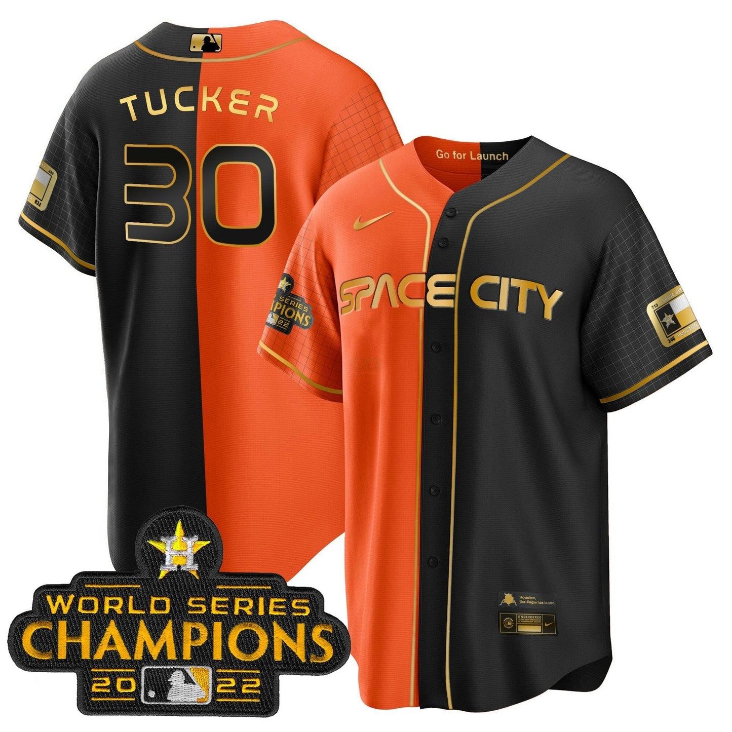 Camisa MLB Men’s 2023 Space City Champions Dourada Split Jersey