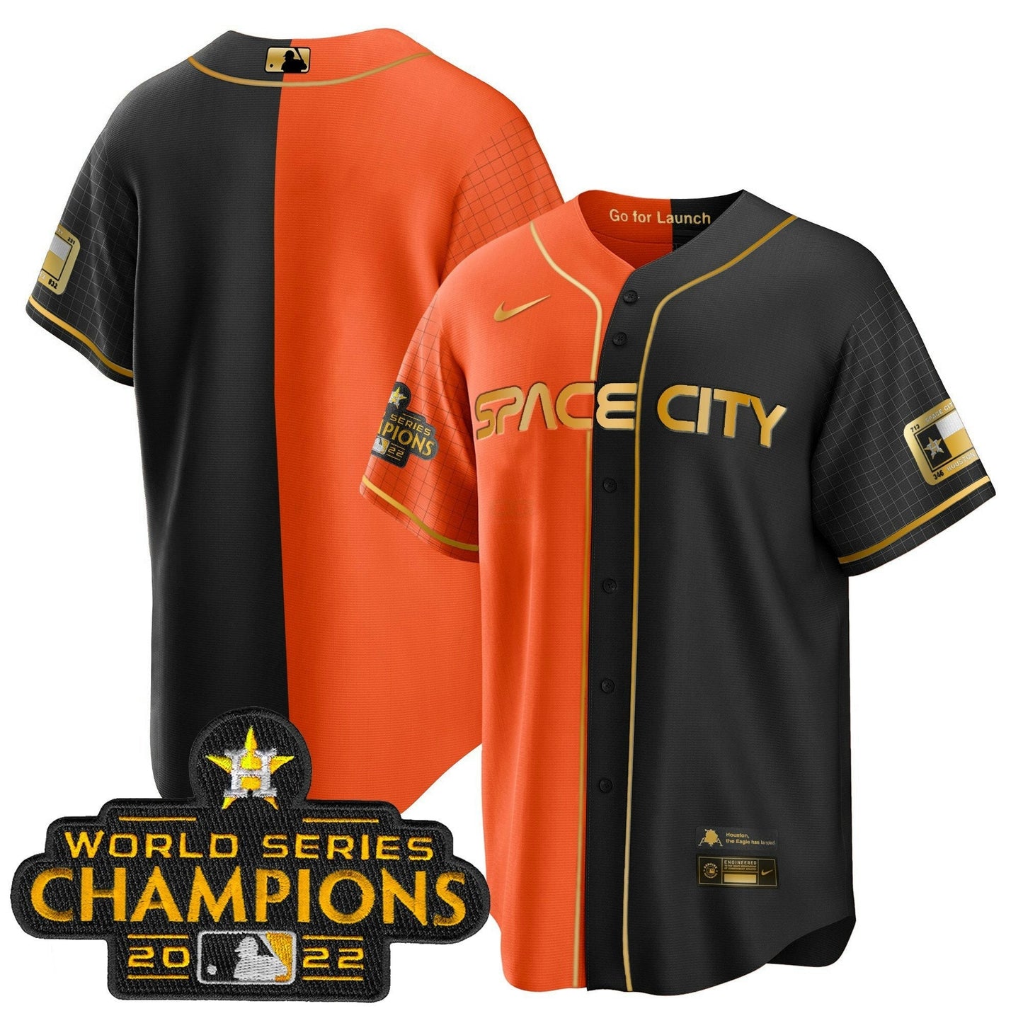 Camisa MLB Men’s 2023 Space City Champions Dourada Split Jersey