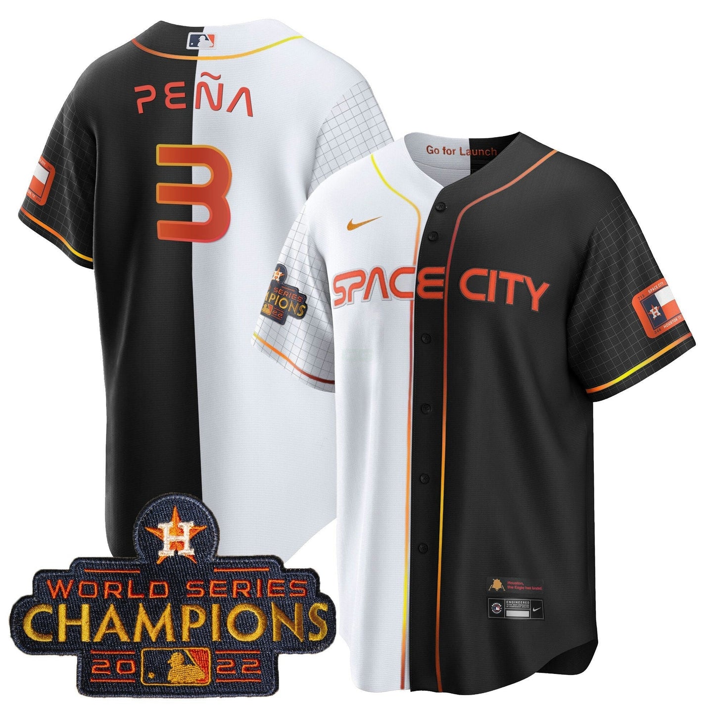 Camisa MLB Men’s 2023 Space City Champions Dourada Split Jersey