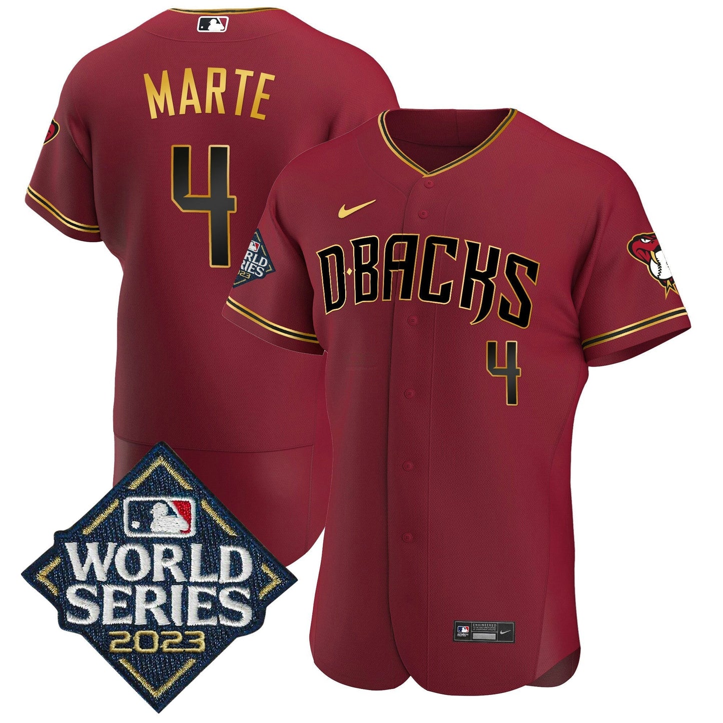 Camisa MLB Men’s 2023 World Series Flex Base Dourada Jersey