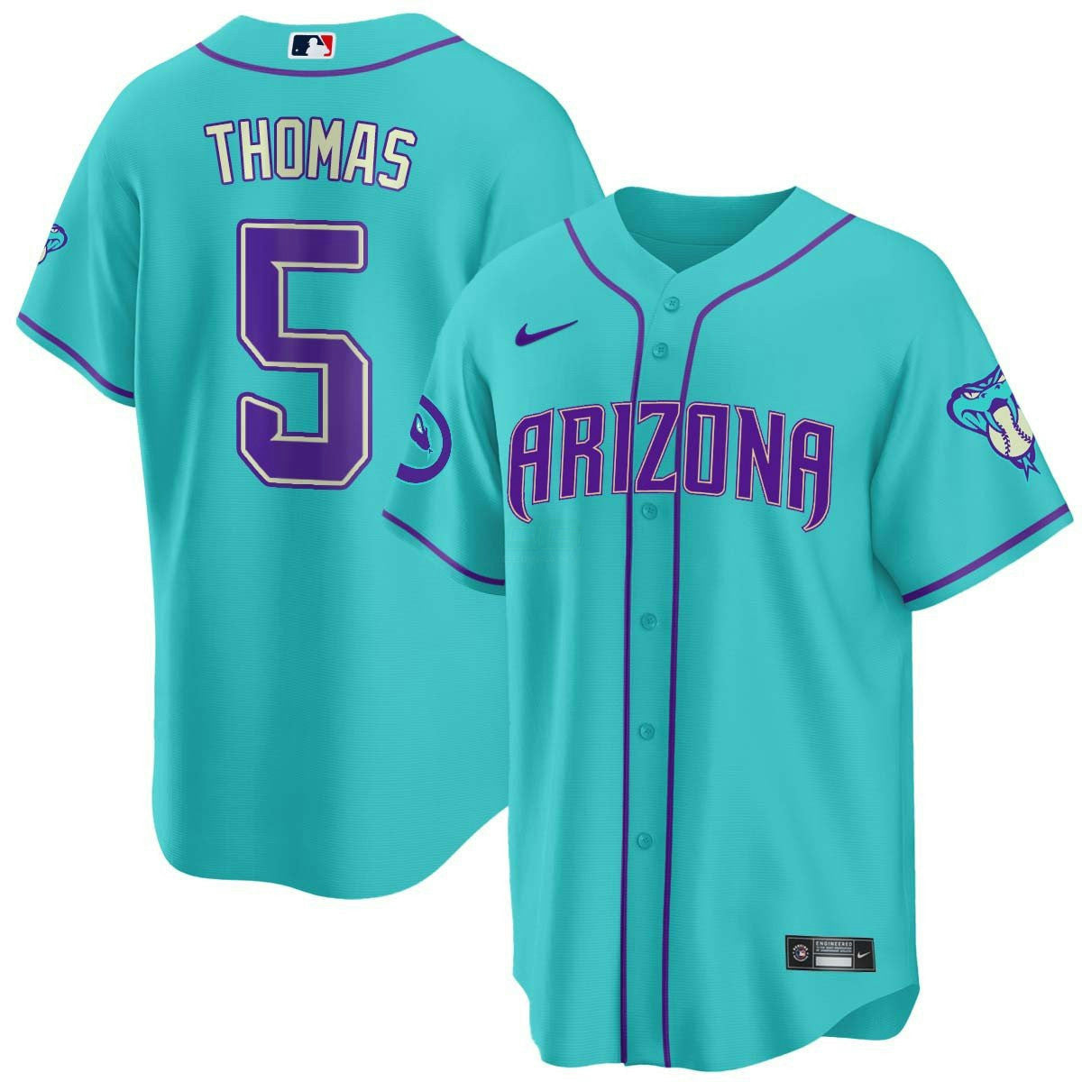 Camisa MLB Men’s 2024 Arizona Azul-petróleo Roxa Jersey