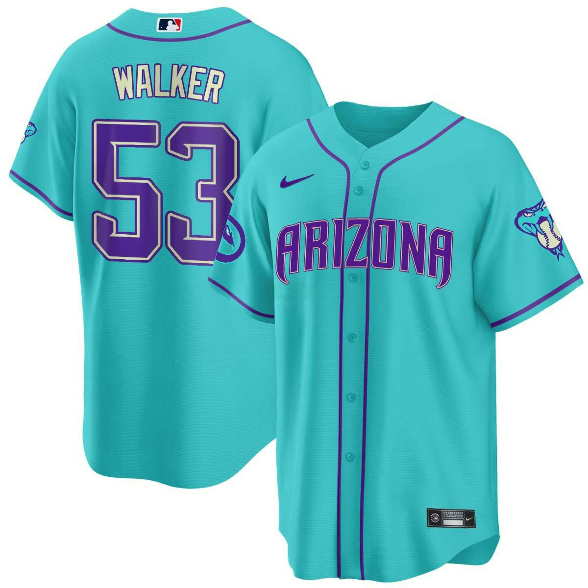 Camisa MLB Men’s 2024 Arizona Azul-petróleo Roxa Jersey